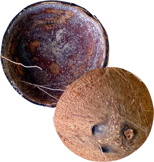 Halved Coconut Shell Texture PNG Image