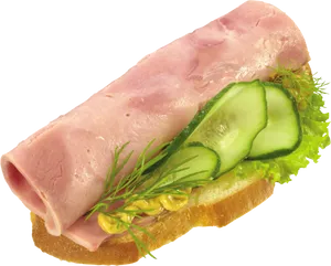 Ham Sandwichwith Cucumberand Dill PNG Image