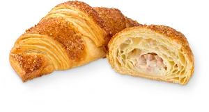 Hamand Cheese Croissant Cut Open PNG Image