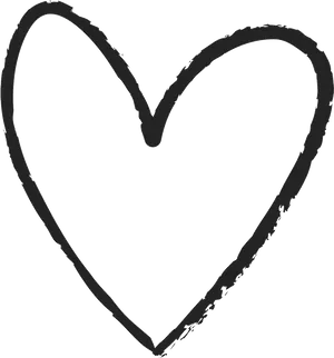 Hand Drawn Black Heart Outline PNG Image