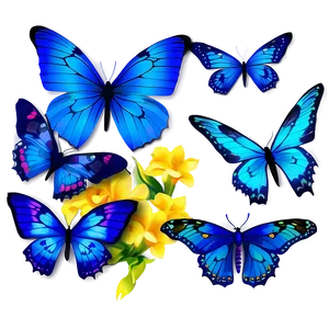 Hand Drawn Blue Butterflies Png Ccm7 PNG Image