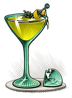 Hand Drawn Cocktail Glass With Garnish