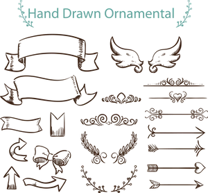 Hand Drawn Ornamental Elements PNG Image