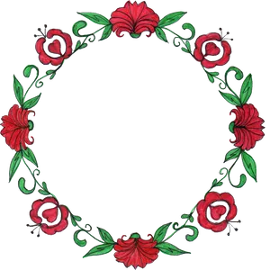 Hand Drawn Red Floral Wreath PNG Image