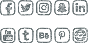 Hand Drawn Social Media Icons PNG Image