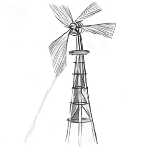 Hand Drawn Windmill Sketch Png Wtc86 PNG Image