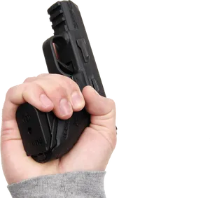 Hand Gripping Pistol PNG Image