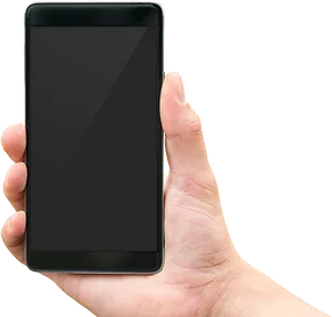 Hand Holding Black Smartphone PNG Image