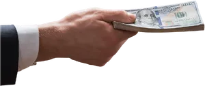 Hand Holding Cash Offer PNG Image