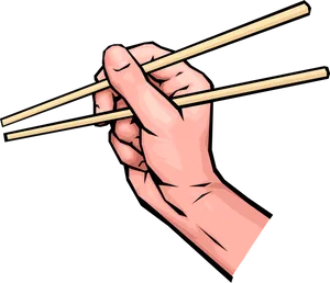 Hand Holding Chopsticks Illustration PNG Image