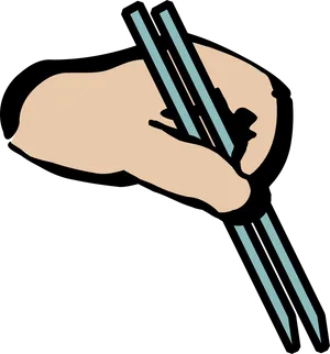 Hand Holding Chopsticks Illustration PNG Image