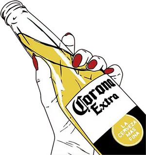 Hand Holding Corona Beer Bottle PNG Image