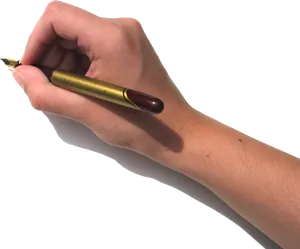 Hand Holding Fountain Pen PNG Image