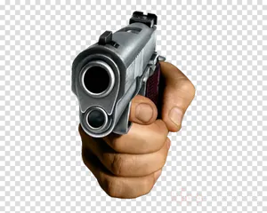 Hand Holding Gun Transparent Background PNG Image