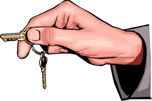 Hand Holding Key Illustration PNG Image