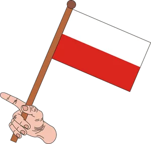 Hand Holding Redand White Flag PNG Image