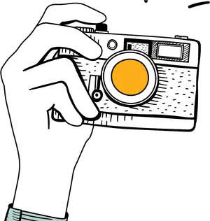 Hand Holding Retro Camera Illustration PNG Image