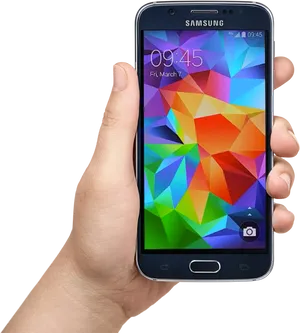 Hand Holding Samsung Smartphone PNG Image