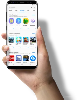 Hand Holding Smartphone App Store PNG Image