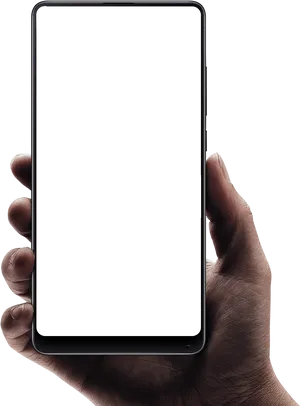 Hand Holding Smartphone Black Background PNG Image