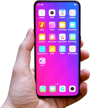 Hand Holding Smartphone Display PNG Image