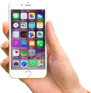 Hand Holding Smartphone Displaying Apps PNG Image