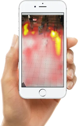 Hand Holding Smartphone Thermal Camera View PNG Image