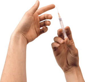 Hand Holding Syringe PNG Image