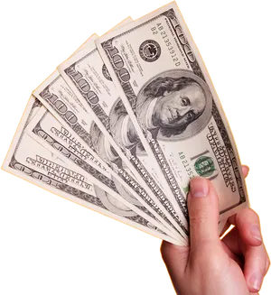 Hand Holding U S Hundred Dollar Bills PNG Image