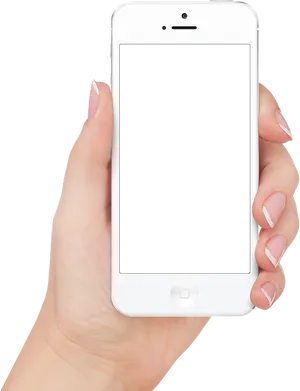 Hand Holding White Smartphone PNG Image