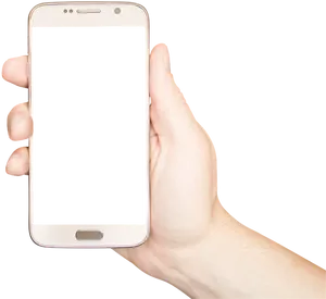 Hand Holding White Smartphone PNG Image