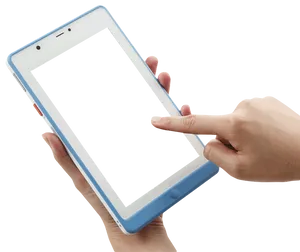 Hand Interactingwith Tablet Screen PNG Image