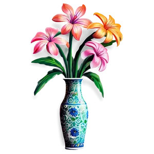 Hand-painted Flower Vase Png Cgp PNG Image