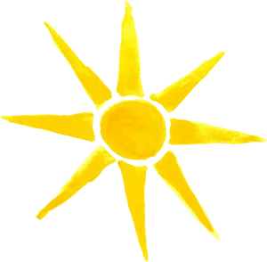 Hand Painted Yellow Sun PNG Image