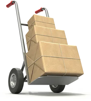 Hand Truck Loadedwith Cardboard Boxes PNG Image