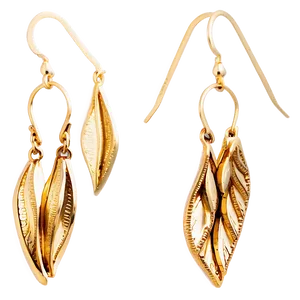 Handcrafted Gold Dangle Earrings Png Gvx46 PNG Image