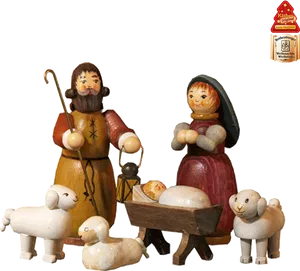 Handcrafted Nativity Figurines PNG Image