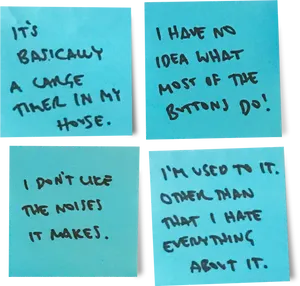 Handwritten Notes Complaints Blue Sticky Paper PNG Image