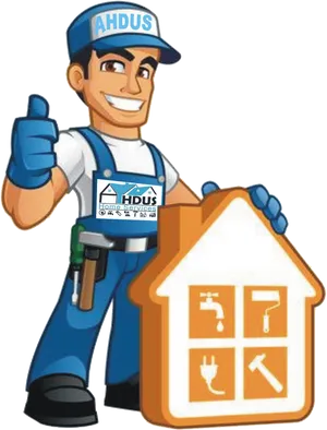 Handyman Character Promoting Home Services PNG Image