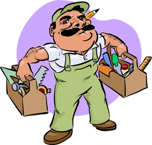 Handyman Tools Cartoon Illustration PNG