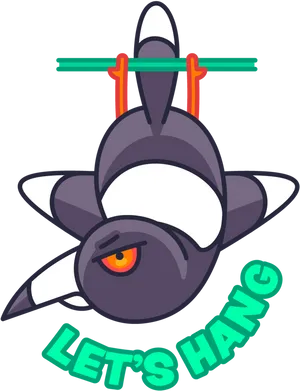 Hanging Bat Lets Hang Sticker PNG Image