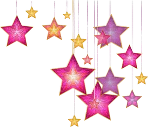 Hanging Stars Decoration Pattern PNG Image