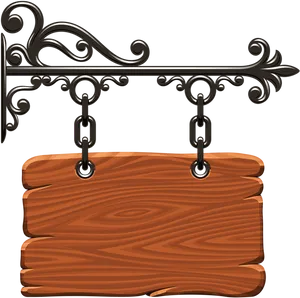 Hanging Wooden Sign Vector PNG Image