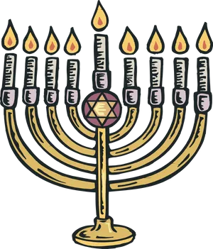 Hanukkah Menorah Illustration PNG Image