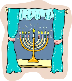 Hanukkah Menorahin Window PNG