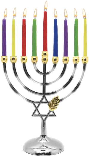 Hanukkah Menorahwith Lit Candles PNG Image