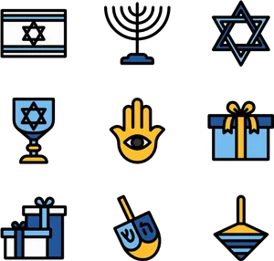 Hanukkah Symbols Collection PNG Image