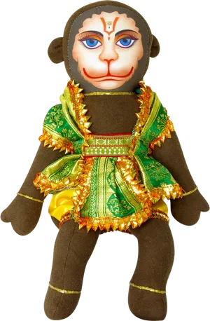 Hanuman Plush Doll Traditional Attire PNG Image