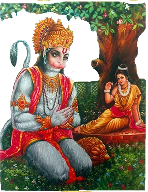 Hanumanand Sitain Ashok Vatika PNG Image