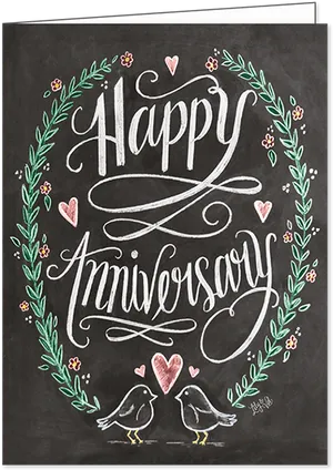 Happy Anniversary Chalkboard Art PNG Image